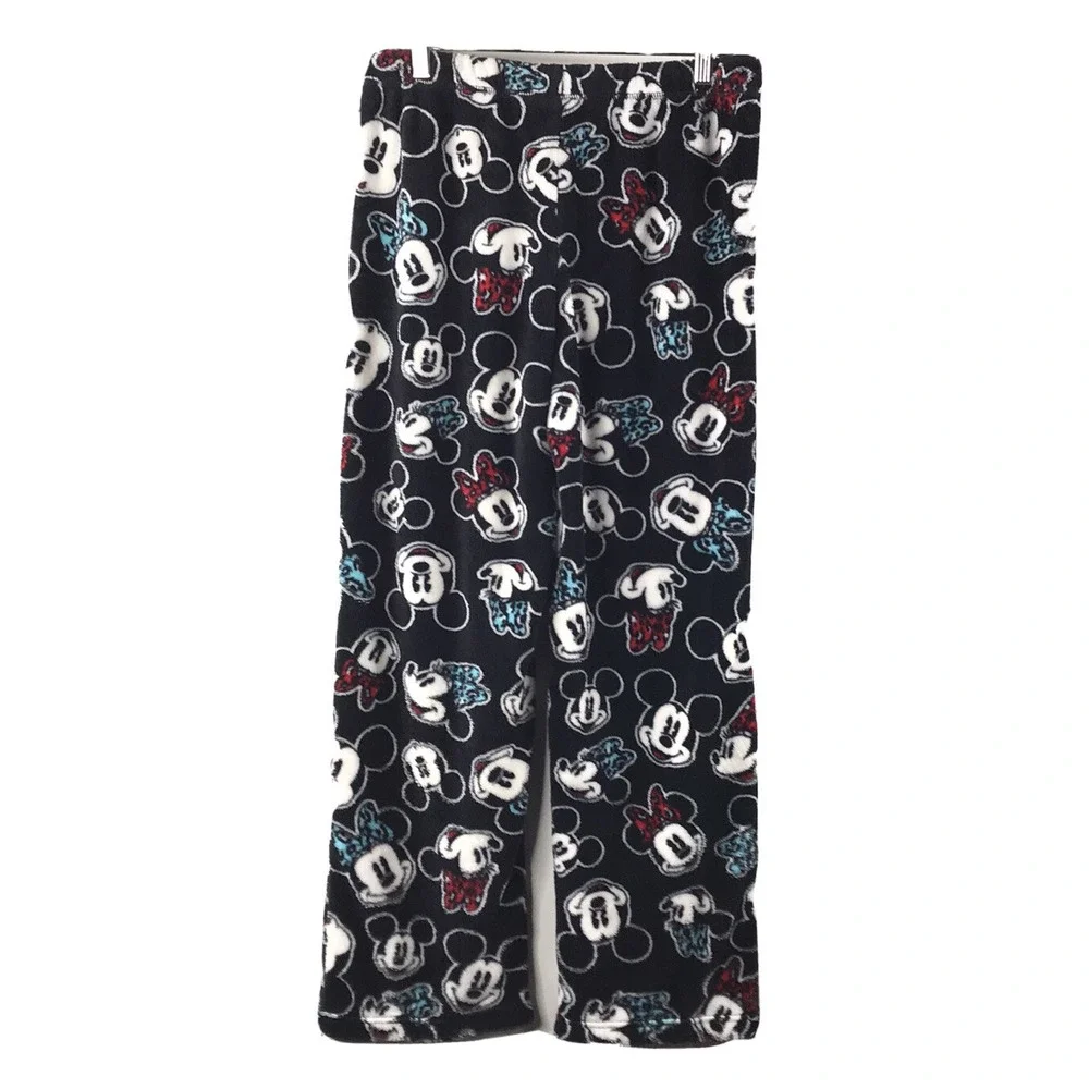 Disney Mickey Minnie Mouse Fleece Pajama Pants Womens Medium Black Plush Sleep - Picture 4 of 6